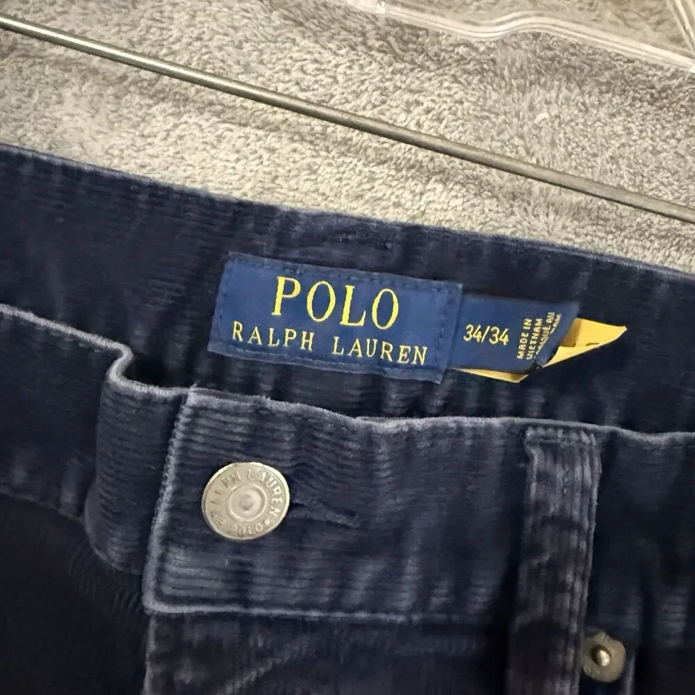 Polo Ralph Lauren Varick Pants 34x34 (Inseam 31.5) Blue Corduroy Straight Slim